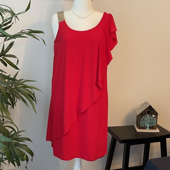 Collection Dress Barn Elegant Red Sleeveless Cocktail Dress Size 10 - Picture 1 of 11
